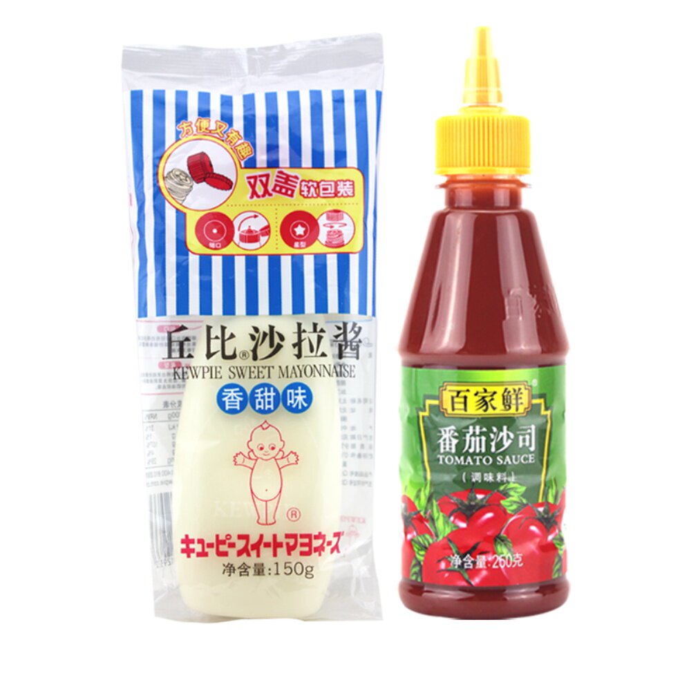 番茄酱沙司蕃茄酱280g挤压瓶装和丘比沙拉150g家用手抓饼套装组合_虎窝淘