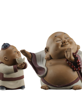 石湾陶瓷工艺精品礼物家居酒柜门客厅饰品弥勒笑佛像镇宅中式摆件