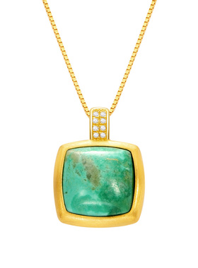 思金拉措天然松石方形项链耳饰