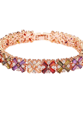 奢华五彩色手链超闪宝石锆石女生