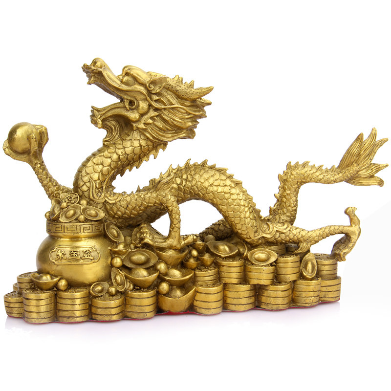 纯铜龙摆件纯铜龙形工艺品办公室家居风水青龙汉龙金龙神龙装饰品