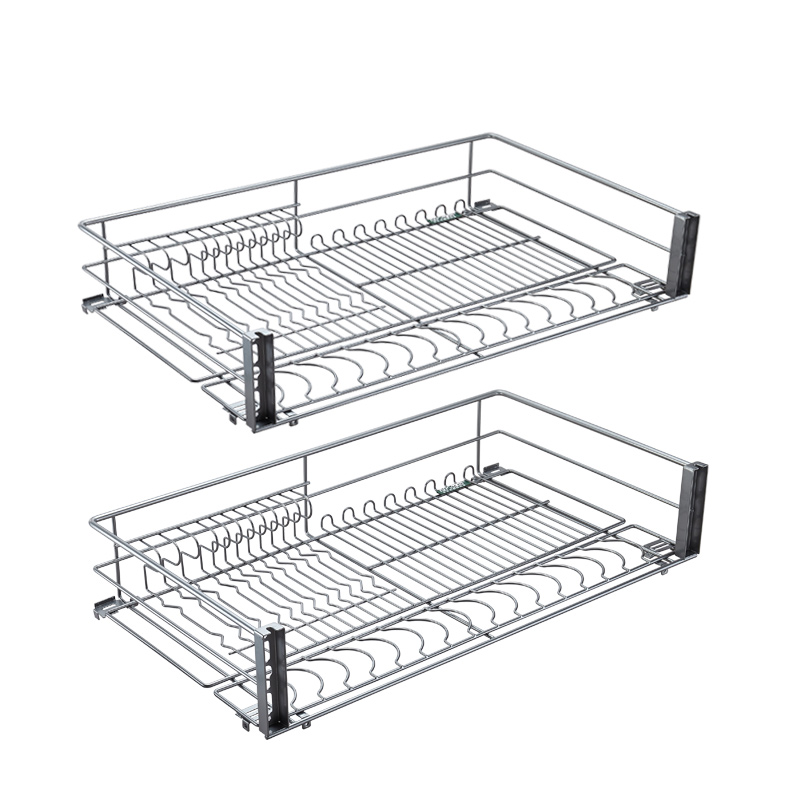 耐斯克厨房橱柜拉篮抽屉式双层缓冲调味蓝内置碗碟碗篮多功能拉篮