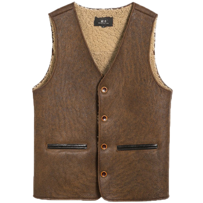 秋冬季中老年人真皮保暖棉背心
