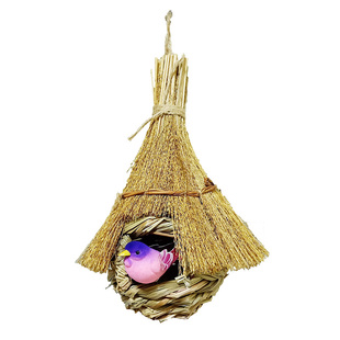 鸟窝装饰仿真草编织草窝手工户外小鸟屋室外挂件椰子壳鸟巢燕子窝