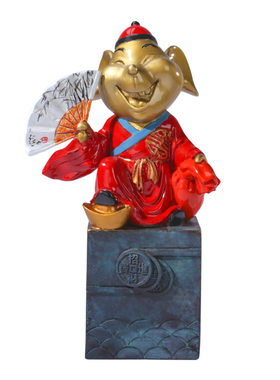 黄铜鼠年吉祥物铜摆件酒柜装饰品