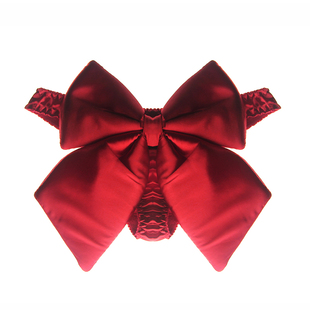 女人的秘密少女丁字裤性感内裤欧美T裤可爱诱惑红色绸缎大蝴蝶结