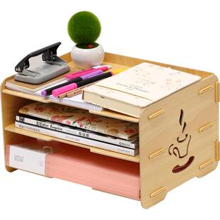 三层文件架桌上简易书架多层文件夹收纳盒A4文件框办公室用品资料架学生用书立架桌面办公桌置物架文件盒架子