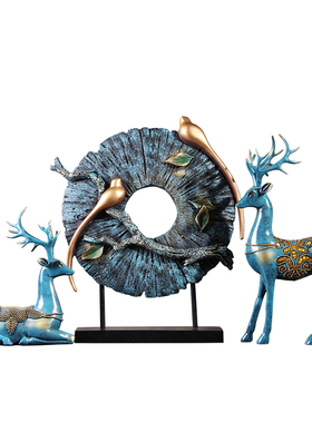 新家装饰招财福鹿玄关艺术摆件