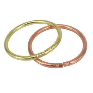 同古手工纯铜手镯简约光圈红铜紫铜黄铜雕花手镯圆棍男女款压筋包