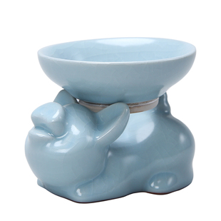 汝窑茶滤网纱布滤茶器陶瓷托架创意个性可爱茶漏摆件精品茶宠可养