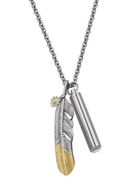 同款雏菊羽毛钛钢项链吊坠