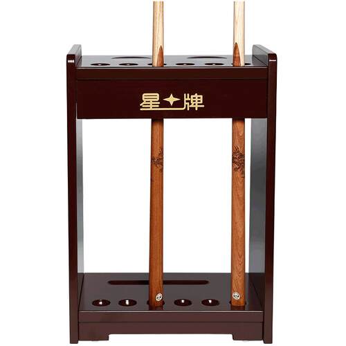 星牌台球杆架子黑八桌架木制台球杆架球房杆架6孔立式落地球杆架