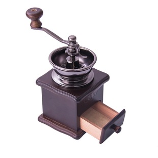 8521复古手摇磨豆机陶瓷磨芯原木手动家用咖啡研磨机研磨器
