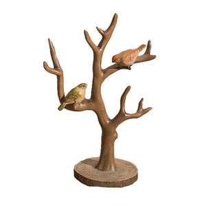 家居客厅饰品树脂摆件美式乡村仿真钥匙首饰架创意小鸟饰品架摆件