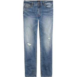 J.crew复古做旧水洗破洞浅蓝色直筒小脚弹性修身弹力牛仔裤Jcrew
