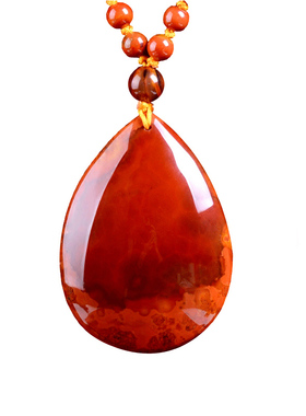 天然原矿战国红玛瑙项坠毛衣链