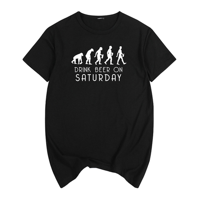 Drink beer on Saturday evolution 喝啤酒 进化 男女装 短袖 T恤