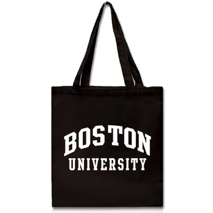 Boston University波士顿大学BU单肩帆布包环保购物袋女中号拉链