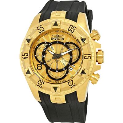 Invicta金色夜光三眼计时腕表