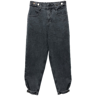 加绒牛仔裤女2025冬季新款大码胖mm宽松高腰显瘦腿粗老爹哈伦裤子