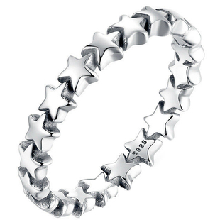 HFGT个性S925纯银戒指 星际五角星星空介子 货源时尚个性