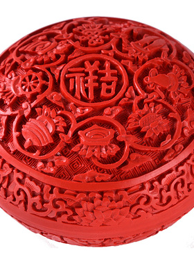 扬州漆器朱砂首饰盒特色雕漆民间