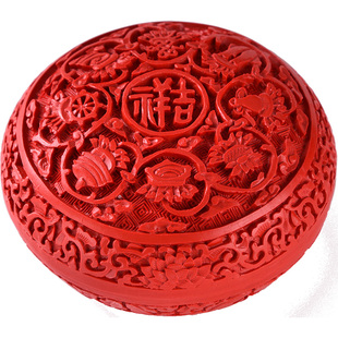 扬州漆器朱砂女搭配糖果印尼首饰盒子特色雕漆民间工艺送朋友礼物