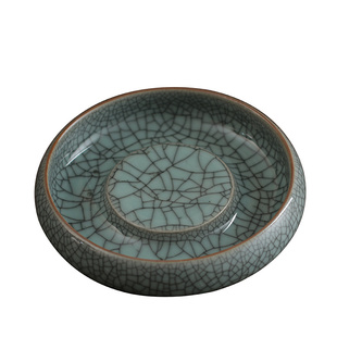 青瓷壶承壶托家用圆形陶瓷日式储水茶托仿古壶垫功夫茶具配件壶托