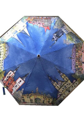 包邮经典个性两用油画地图晴雨伞