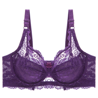 蕾丝超薄无海绵女士紫色大码内衣