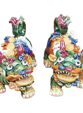 麒麟瑞兽镇宅公仔工艺品动物陶瓷