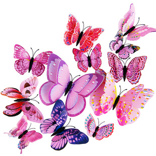 3D立体仿真磁铁蝴蝶墙贴幼儿园小学教室布置班级文化贴纸窗帘别针