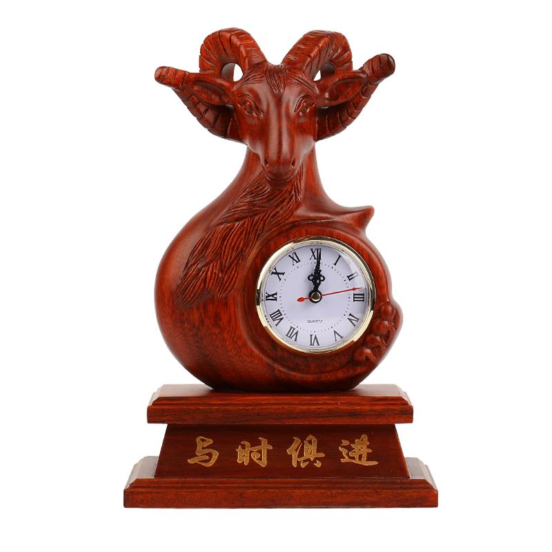 东阳生肖摆件实木质时钟工艺品