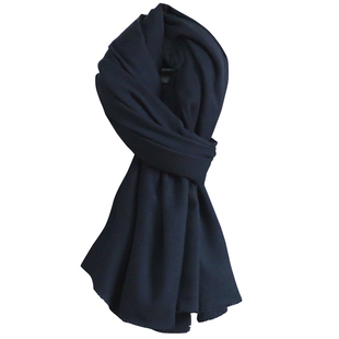 日式高定版！男女皇室蓝黑色仿羊绒保暖围巾大尺寸披巾秋冬季男女