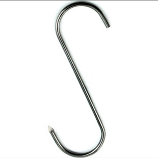 不锈钢加粗尖头挂肉钩挂腊肉挂钩子实心S型挂肉勾子挂香肠烤鸡鸭