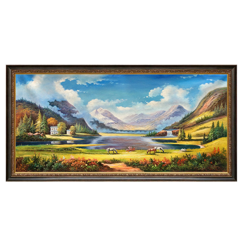 沙发欧式风玄关背景墙纯手绘油画