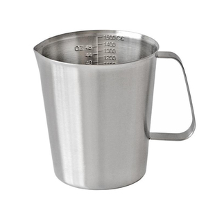 德立500/1000/1500ml 2000毫升 304不锈钢量杯带盖盎司凸字刻度杯