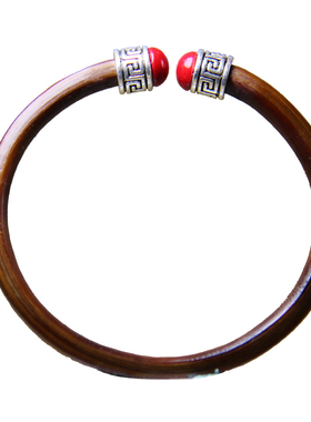 银饰无节情侣鸡血藤手镯定制