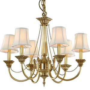 丹诗顿美式纯铜吊灯高档简美灯饰全铜吊灯北欧客厅餐厅玄关铜吊灯