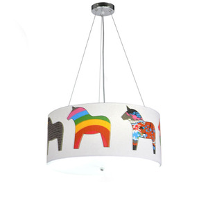 儿童房吊灯北欧美式卧室吸顶灯男女孩led卡通灯饰创意彩虹马吊灯