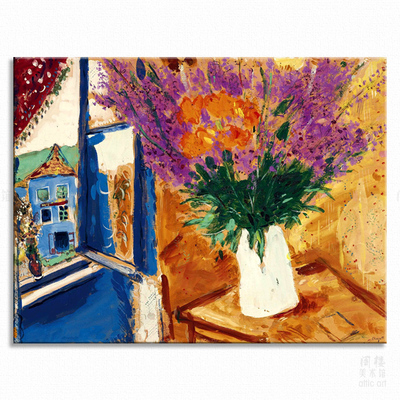 鲜花夏加尔艺术风书房酒吧装饰画