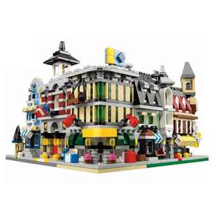 适用于乐高城市迷你街景10230咖啡屋消防局购物街拼装积木儿童玩