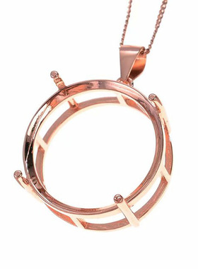 四爪圆925银吊坠空托镀白金色