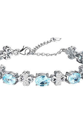 蓝托帕石首饰品三八节四叶草手链