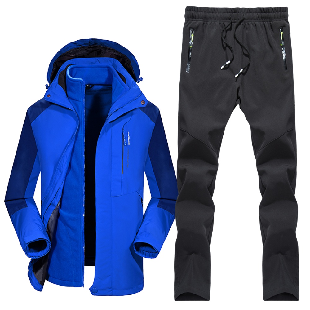 冬季加絨加厚可拆卸登山服沖鋒衣