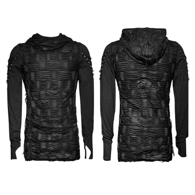 PUNKRAVE不规则潮暗黑系破洞T恤