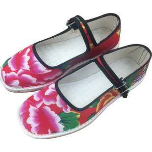 手工布鞋女春夏一字扣带方口单鞋子透气防滑民族风跳舞鞋布底布鞋