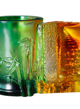 琉璃笔筒书房实用生日礼物摆件