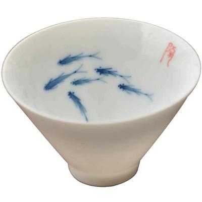陶迷茶杯手绘斗笠骨瓷青花功夫