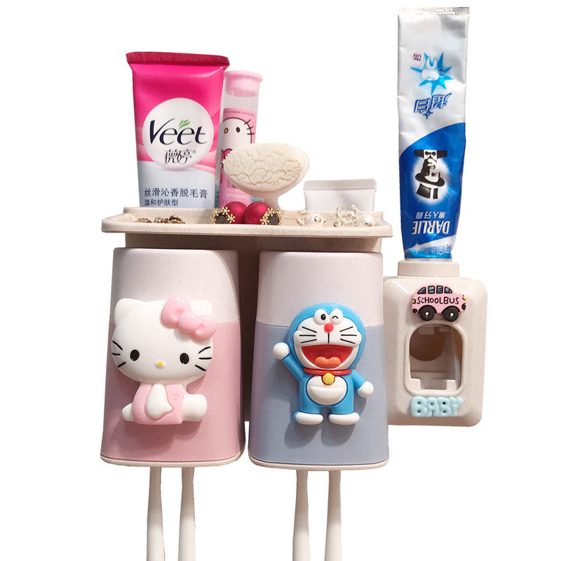 卡通kitty叮当猫卫生间吸壁式牙